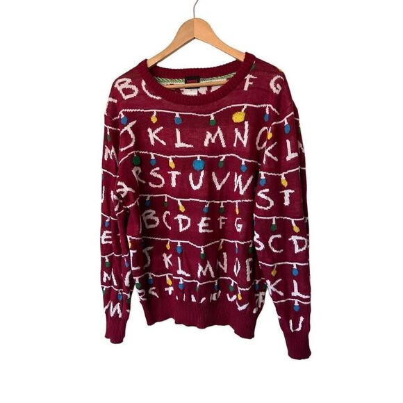 Stranger Things Alphabet Ugly Christmas Sweater Pullover Crewneck Size XL - Picture 1 of 10